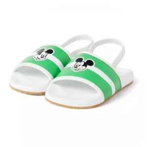 Disney x Janie and Jack | Green & White Mickey Mouse Slides | Size 8